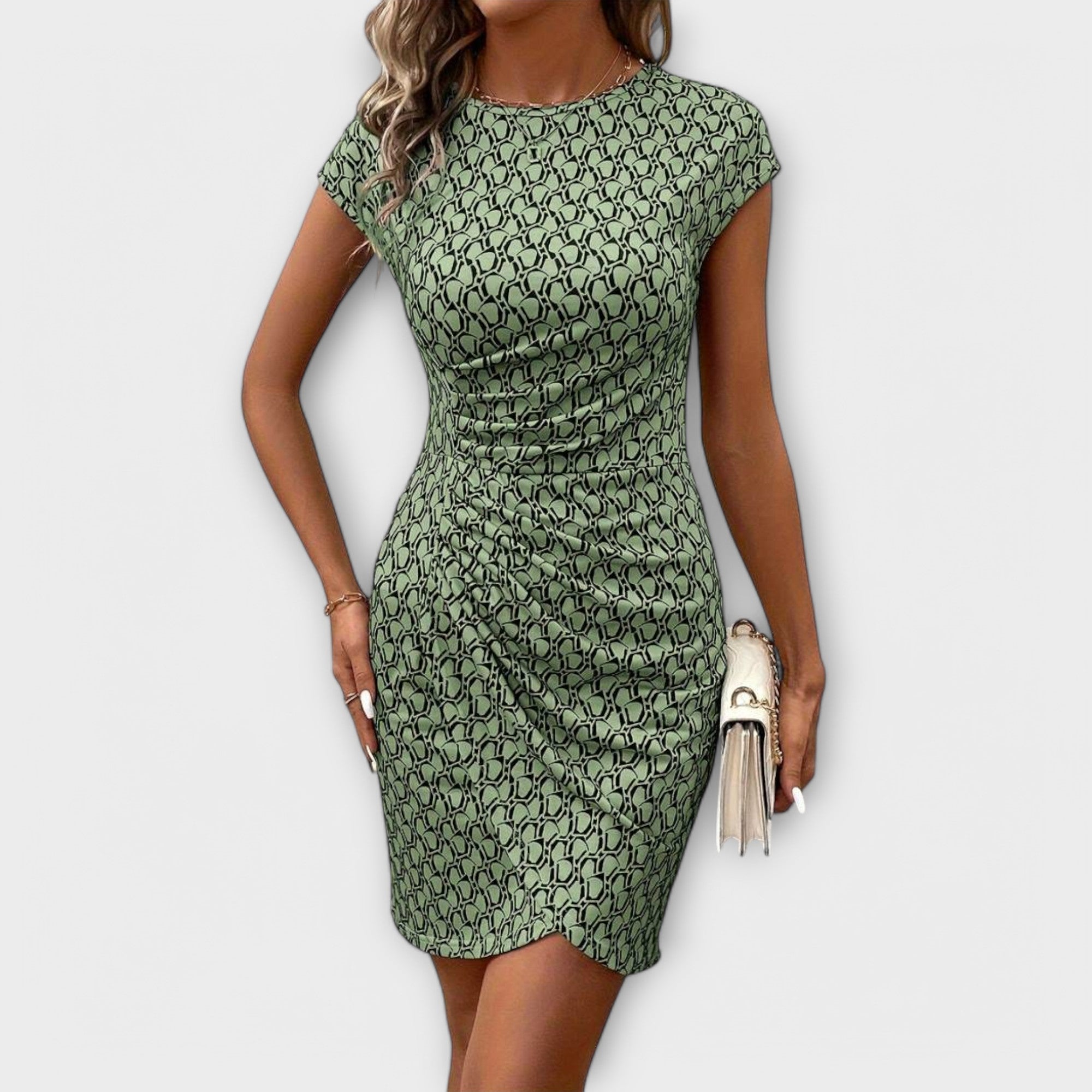 Emma - Robe tulipe à manches courtes avec impression intégrale
