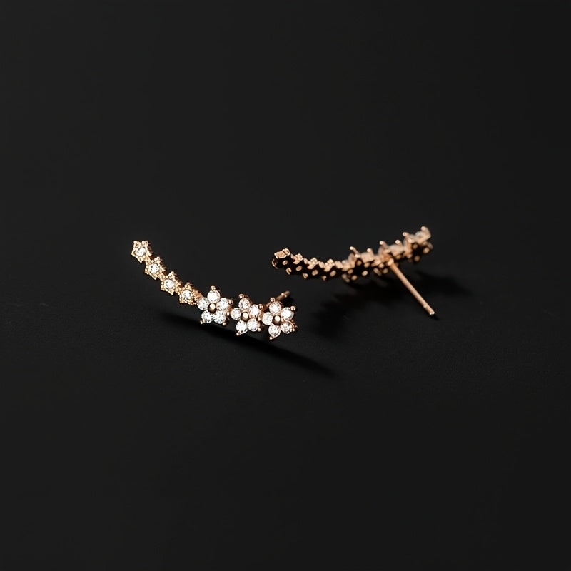 Boucles d'oreilles en strass florales luxueuses
