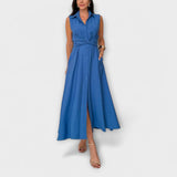 Mira - Robe midi à une rangée avec détail de lien