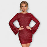 Robe dos nu avec manches longues