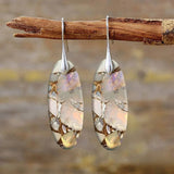 Boucles d'oreilles ovales vintage en matériaux naturels