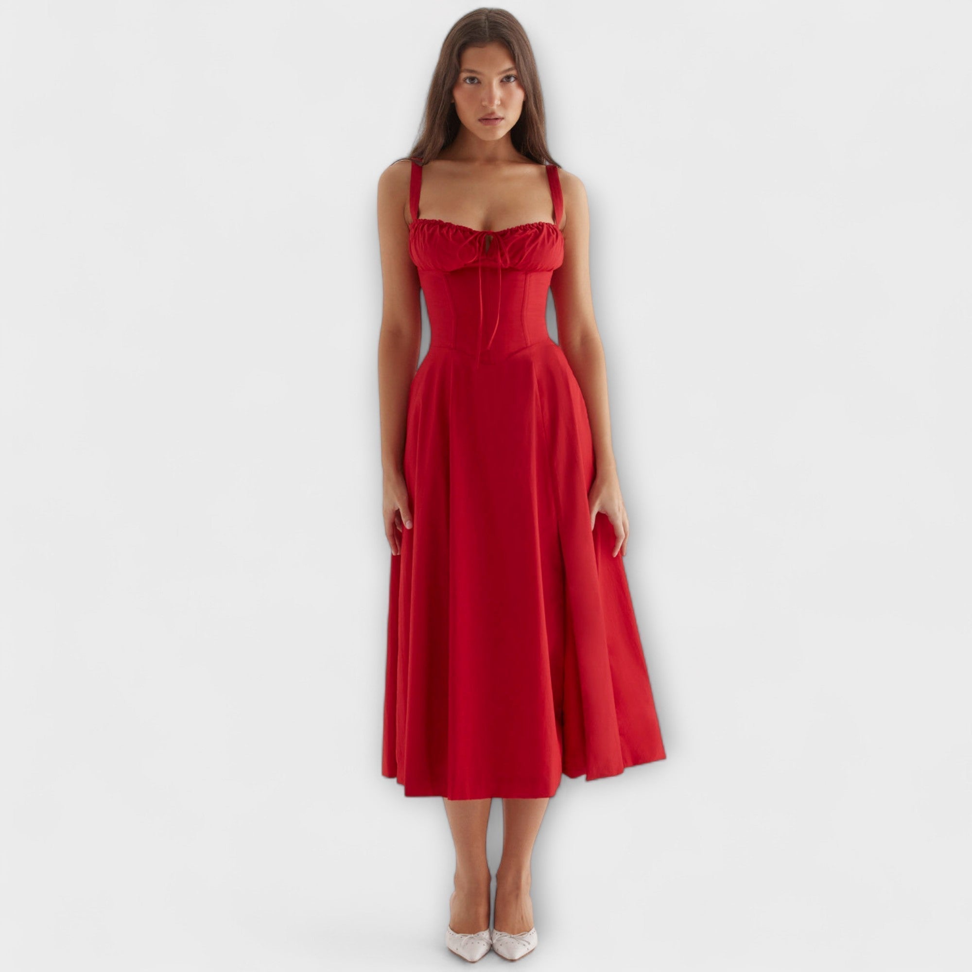 Zipporas - Robe bustier cintrée avec imprimé floral printanier moderne