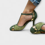 Alona - Décolleté Patchwork avec T-Riemen et pointe fermée
