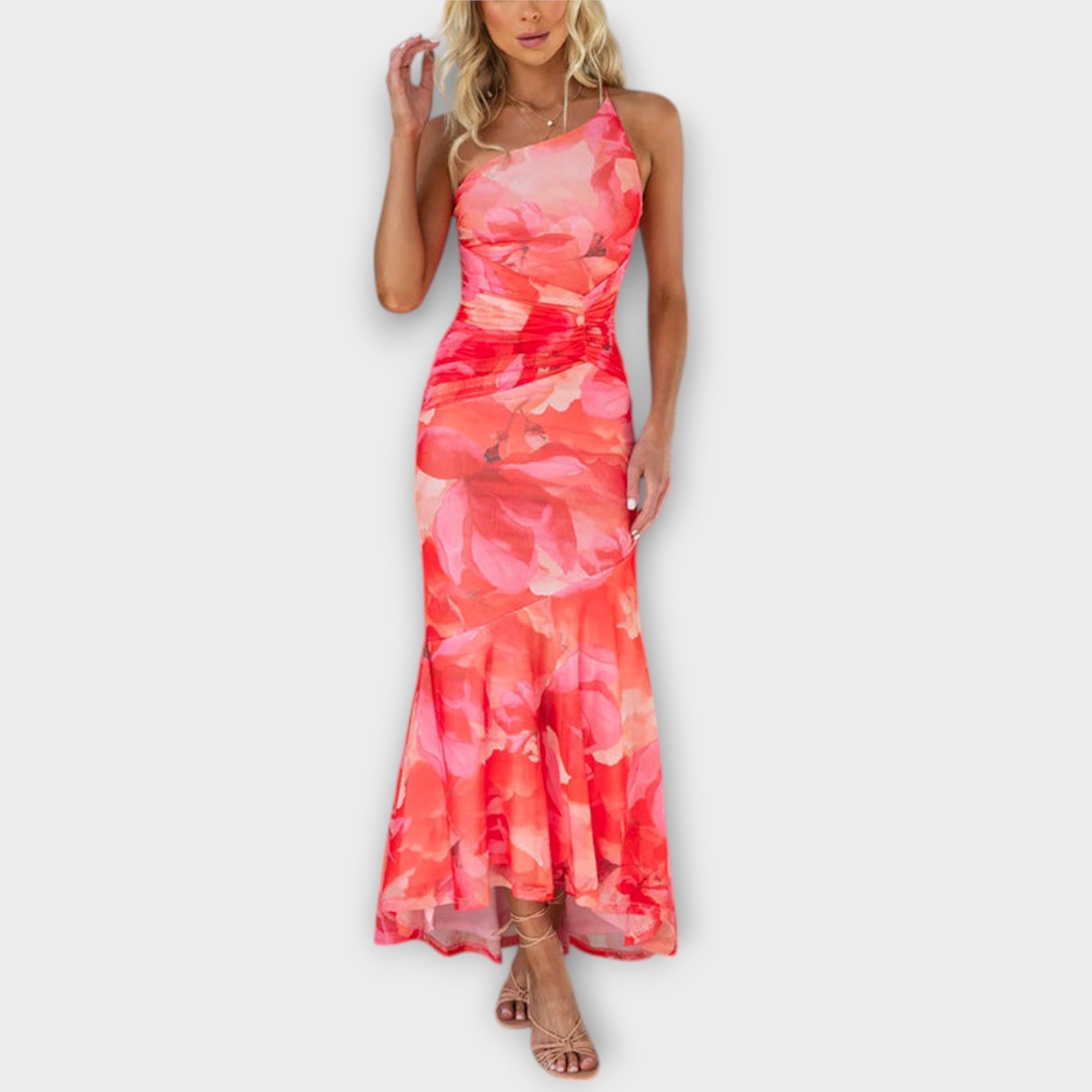 Pia - Robe maxi avec drapé sur un côté