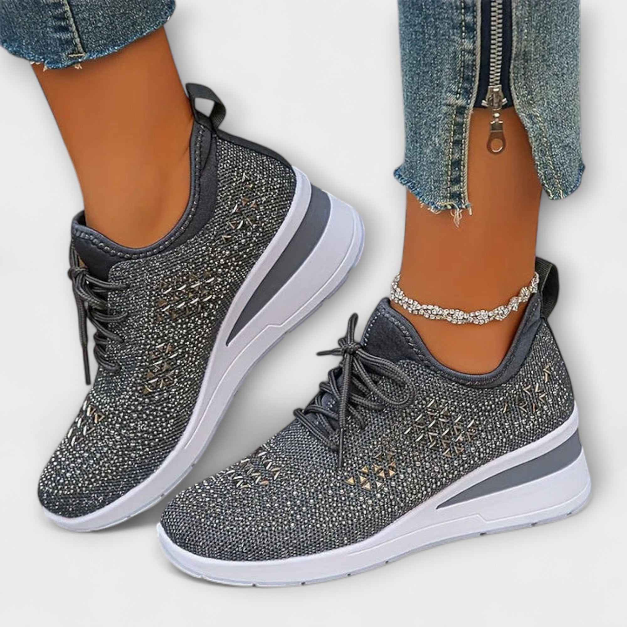 Giselle – Baskets Orthopédiques Éblouissantes avec Strass