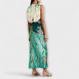 Aisling - Robe Maxi Fleurs Drapée Tordue Élégante