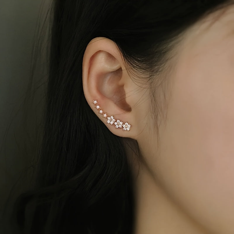 Boucles d'oreilles en strass florales luxueuses