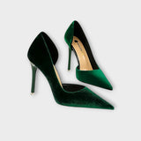 Bella - Talons aiguilles en velours vert