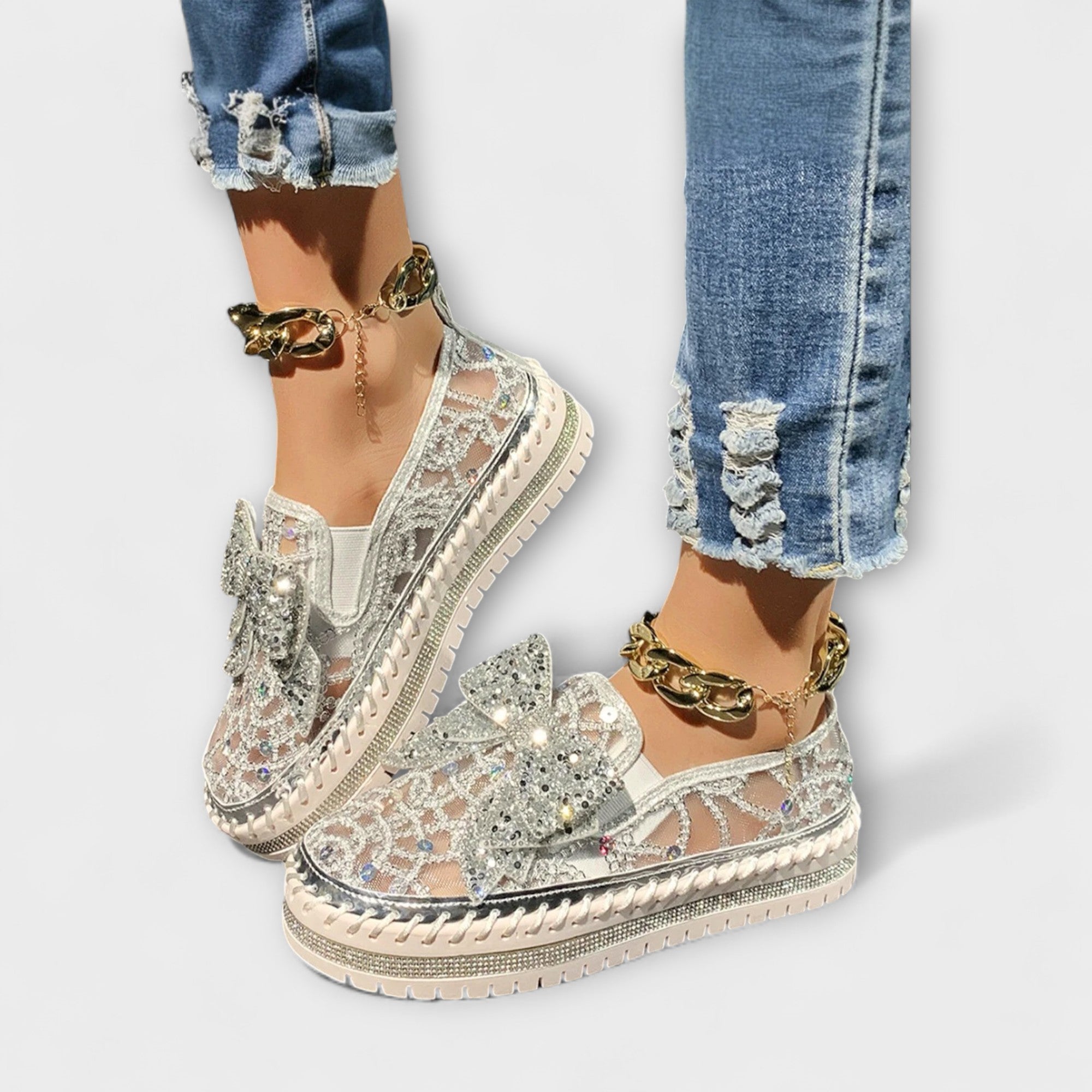 Rue – Mocassins avec nœud en strass