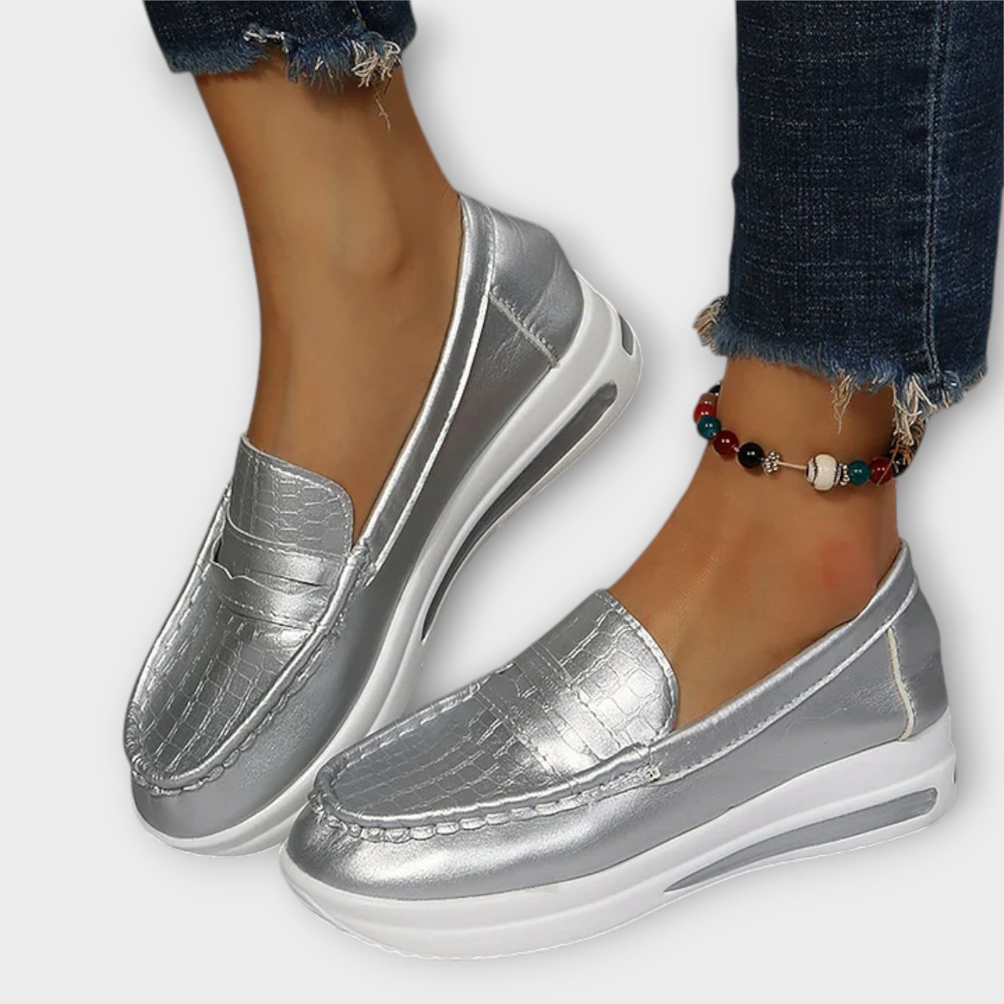 Anna - Ballerines à Couture Imprimée Basses