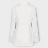 Indie - Robe chemise plissée blanche à manches longues