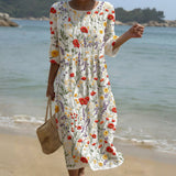 Cristina - Robe maxi à encolure ronde et motif floral