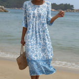 Sofia - Robe maxi à encolure ronde et motif
