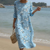 Beatriz - Robe maxi avec encolure ronde et imprimé