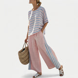 Cecília - Ensemble en lin de bambou rose