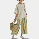 Olívia - Ensemble en lin de bambou couleur olive