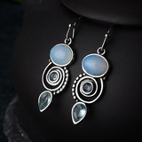 Boucles d'oreilles vintage en cristal et en pierre de lune