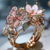 Bague en papillon brillant en nature avec zircon