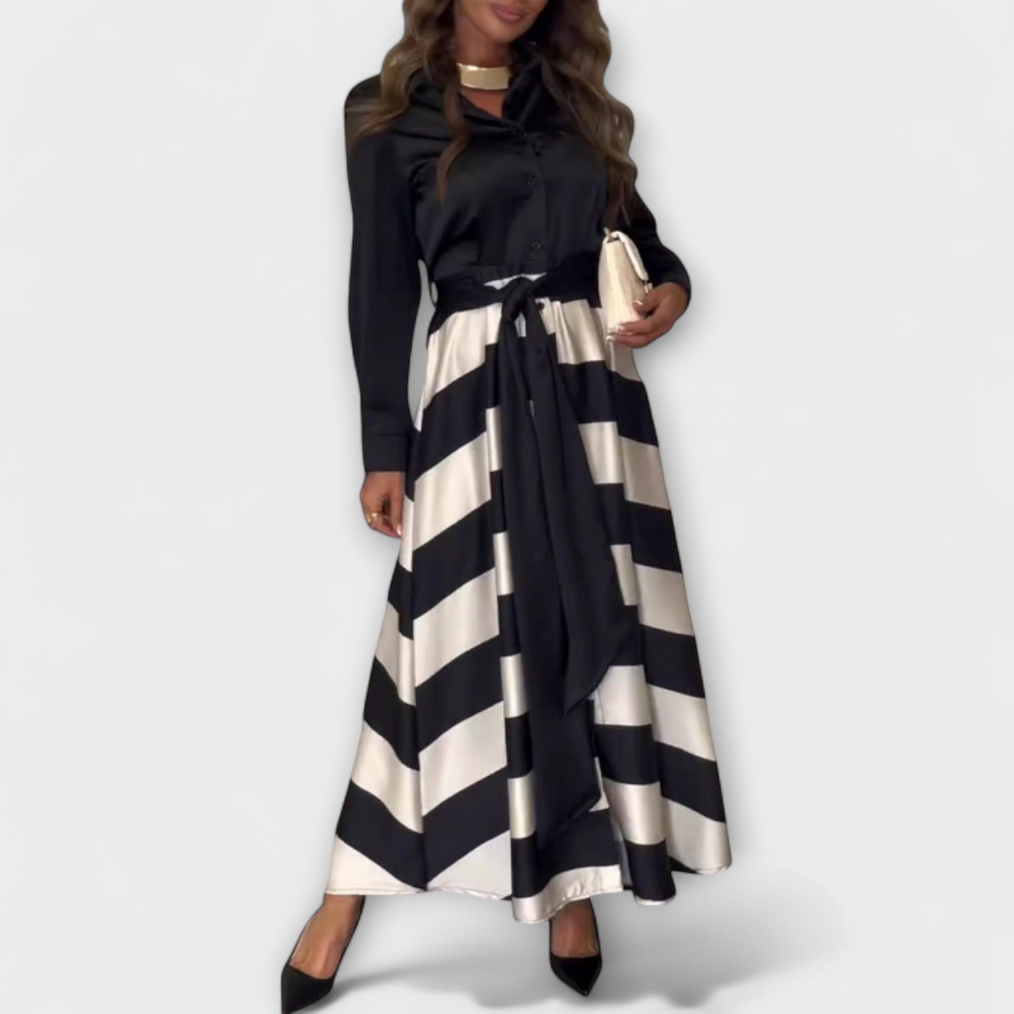 Hedda - Robe chemise longue avec ceinture
