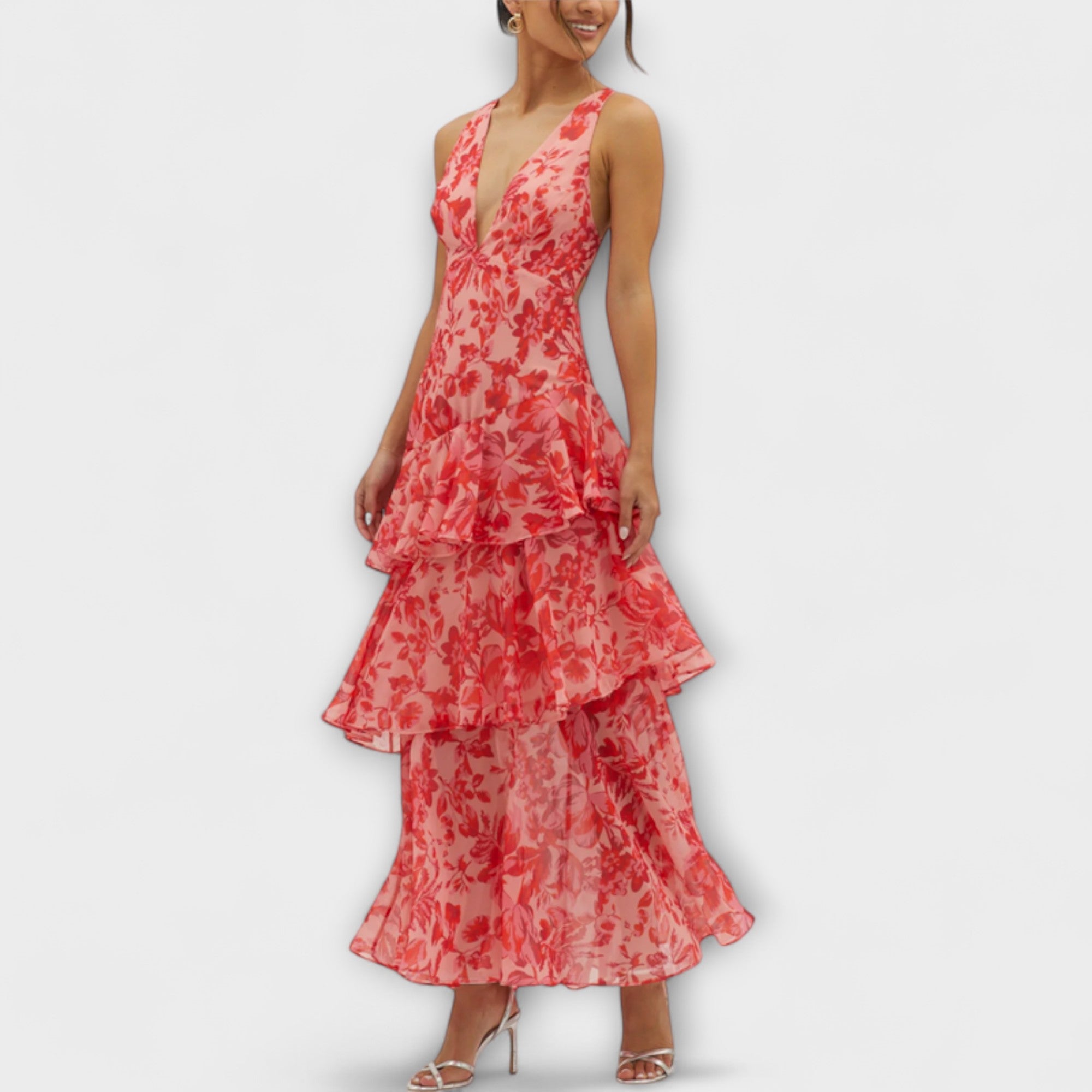 Domenica - Robe en chiffon avec décolleté en V et couches fluides