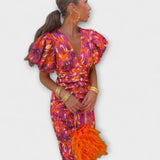 Simona - Robe élégante avec décolleté en V et manches bouffantes