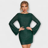 Robe dos nu avec manches longues