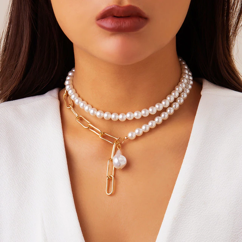 Collier de perles vintage en design multi-couches