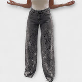 Jeans patchwork tendance en dentelle
