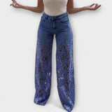 Jeans patchwork tendance en dentelle